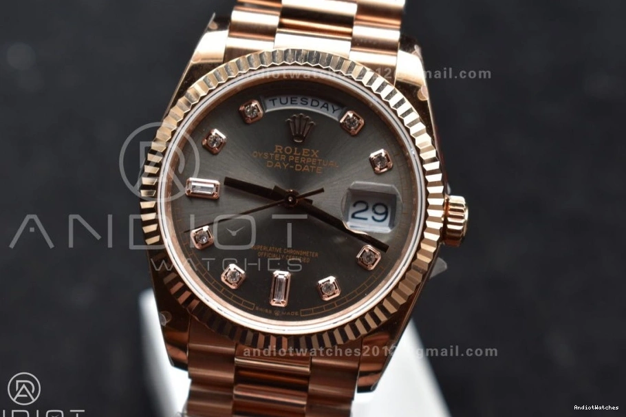 Diamond Square V5 Original DayDate RG (Gain Edition Dial Weight) President Best Steel 671 on 36 904L Grey with Bracelet vr3255 QF 0129